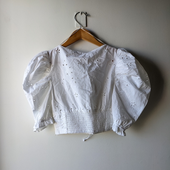 Zara Puffy Sleeves Embroidery Blouse - Picture 2 of 4